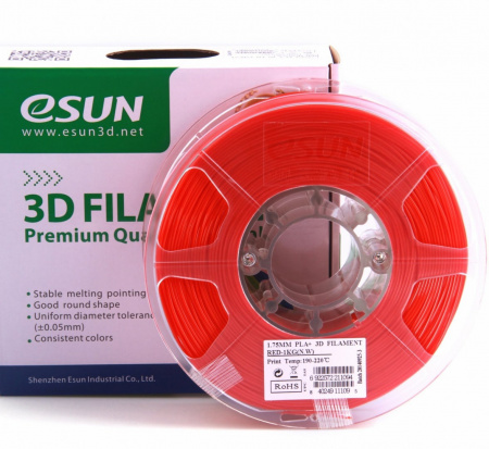 PLA+ пластик ESUN, 1.75 мм, красный, 1 кг