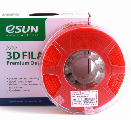 PLA пластик ESUN, 1.75 мм, красный, 1 кг