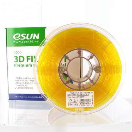 PLA пластик ESUN, 1.75 мм, прозрачный лимонный , 1 кг